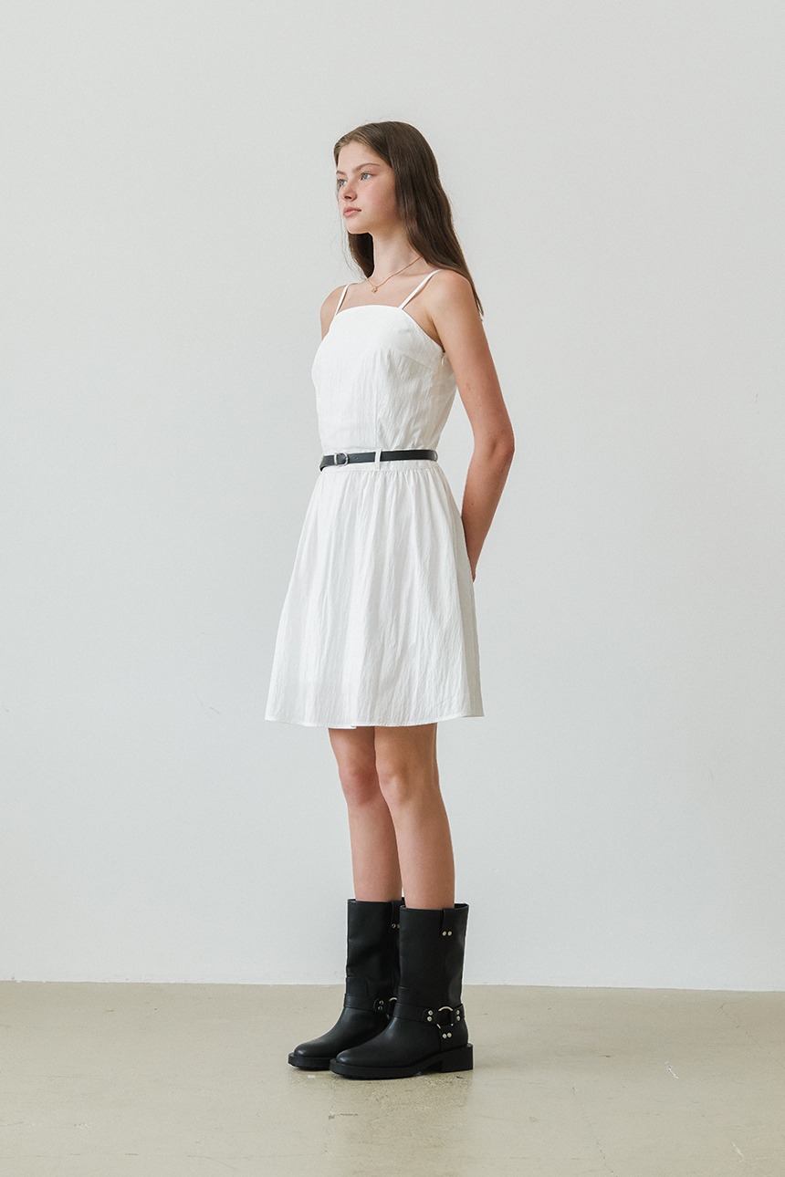 Belted bustier dress_White